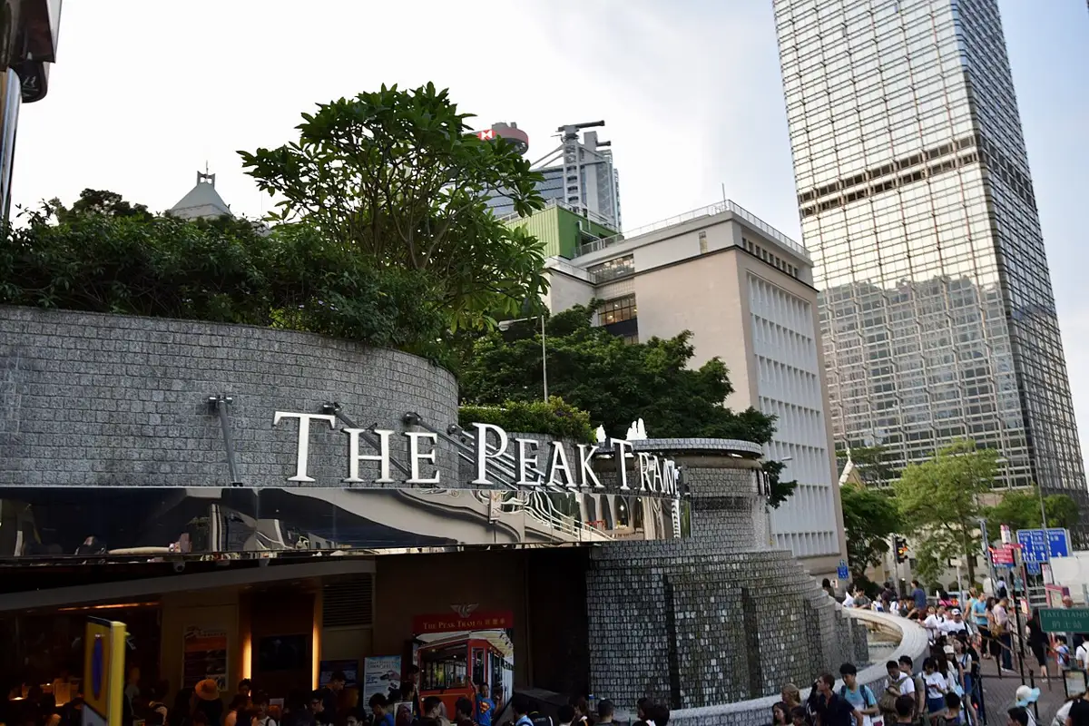 The Peak Tram on the slope