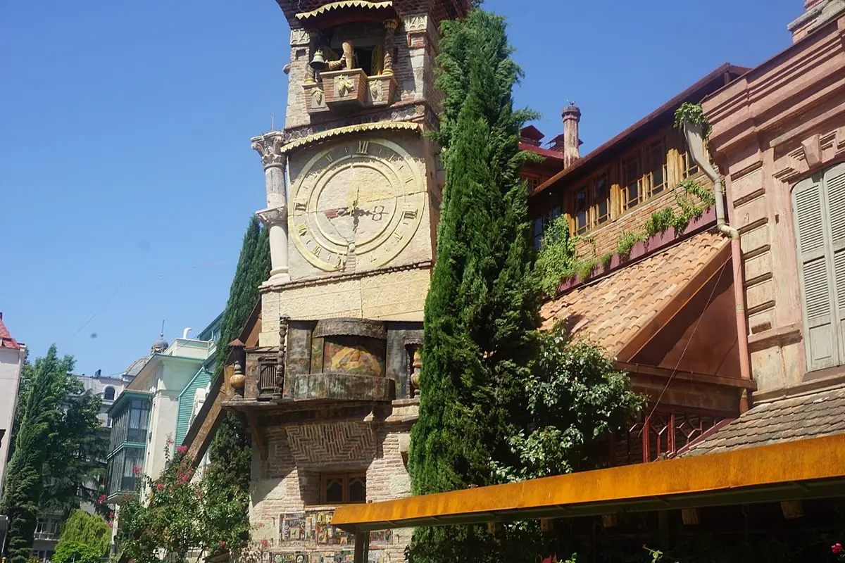 The clock tower of the Gabriadze theatre on Ioane Shavteli