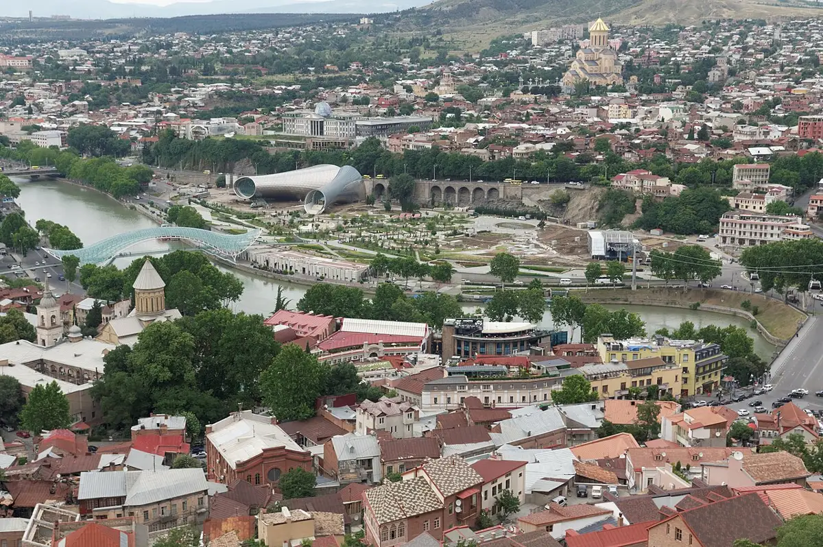Old Tbilisi and the Kura river seen from Narikala hill