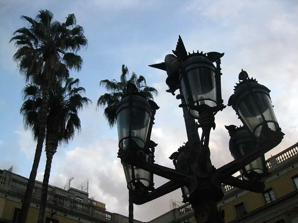 A Gaudí lamp post on Plaça Reial